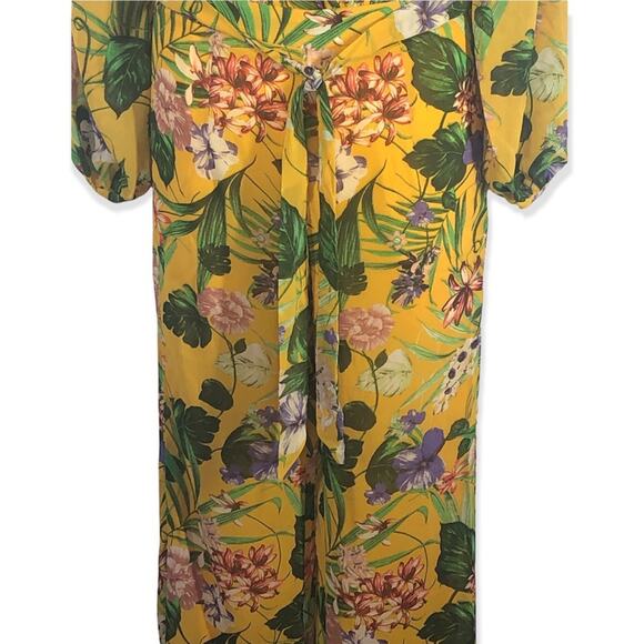 Miss Avenue Jungle Jumpsuit Off Shoulder Open Back Self Tie Belt size Small - Picture 13 of 16